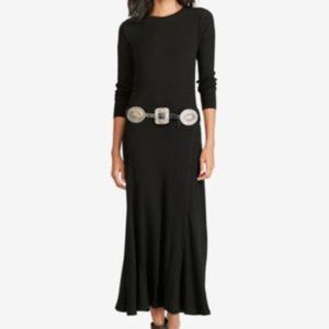 Polo Ralph Lauren Long Black Long Sleeves Waffle Maxi Dress size Med